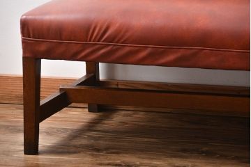 レトロ家具　昭和レトロ　ナラ材のベンチ(2)