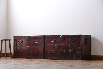 アンティーク家具　古民具・骨董　総檜材!上質な重ね衣装箪笥