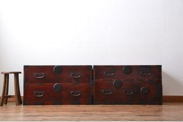 アンティーク家具　古民具・骨董　総檜材!上質な重ね衣装箪笥