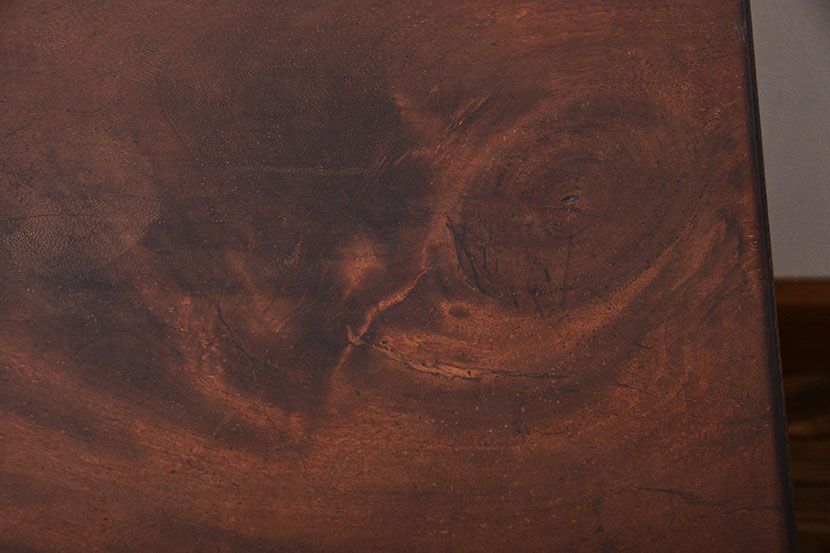 アンティーク家具　天板くるみ材一枚板　組み立て式両袖机