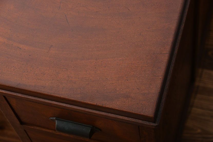 アンティーク家具　天板くるみ材一枚板　組み立て式両袖机