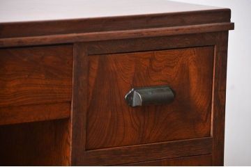 アンティーク家具　天板くるみ材一枚板　組み立て式両袖机