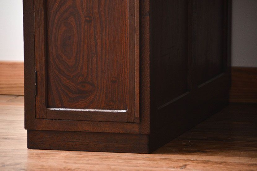 アンティーク家具　天板くるみ材一枚板　組み立て式両袖机