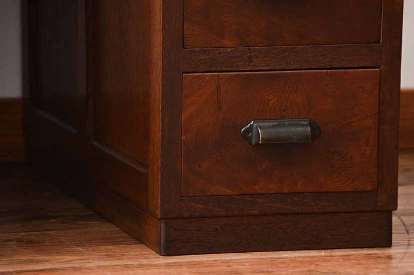 アンティーク家具　天板くるみ材一枚板　組み立て式両袖机