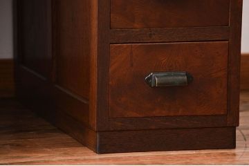 アンティーク家具　天板くるみ材一枚板　組み立て式両袖机