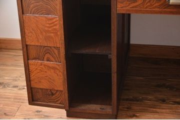 アンティーク家具　天板くるみ材一枚板　組み立て式両袖机