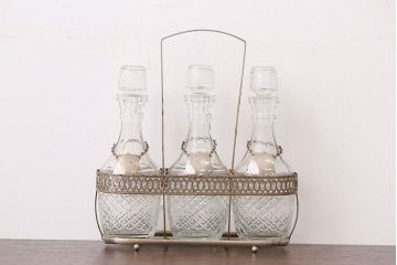 アンティーク雑貨　イギリスアンティーク　ガラス瓶調味料入れセット