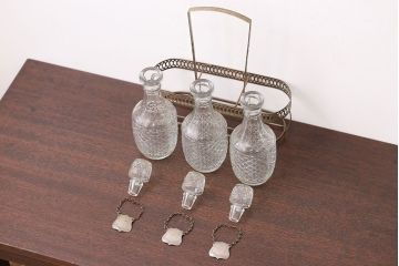 アンティーク雑貨　イギリスアンティーク　ガラス瓶調味料入れセット