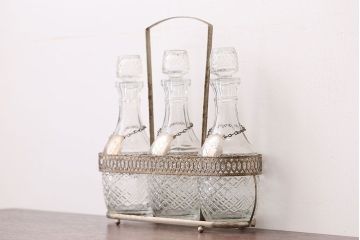 アンティーク雑貨　イギリスアンティーク　ガラス瓶調味料入れセット