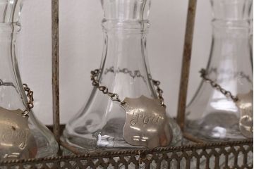 アンティーク雑貨　イギリスアンティーク　ガラス瓶調味料入れセット