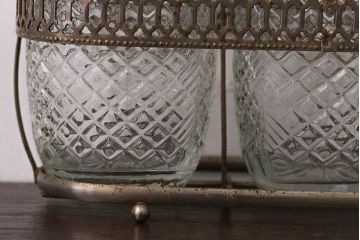 アンティーク雑貨　イギリスアンティーク　ガラス瓶調味料入れセット