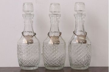 アンティーク雑貨　イギリスアンティーク　ガラス瓶調味料入れセット