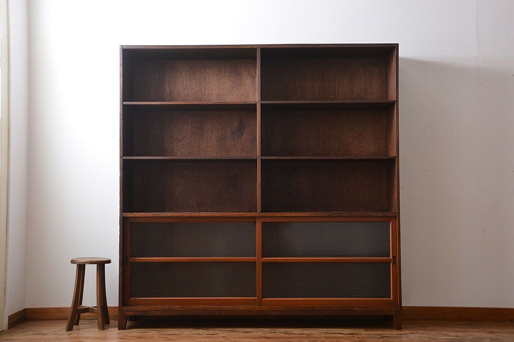 レトロ家具　昭和レトロ　古い学校の大きな収納棚(2)