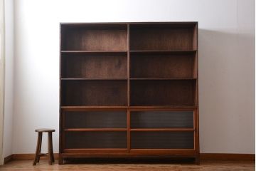レトロ家具　昭和レトロ　古い学校の大きな収納棚(2)