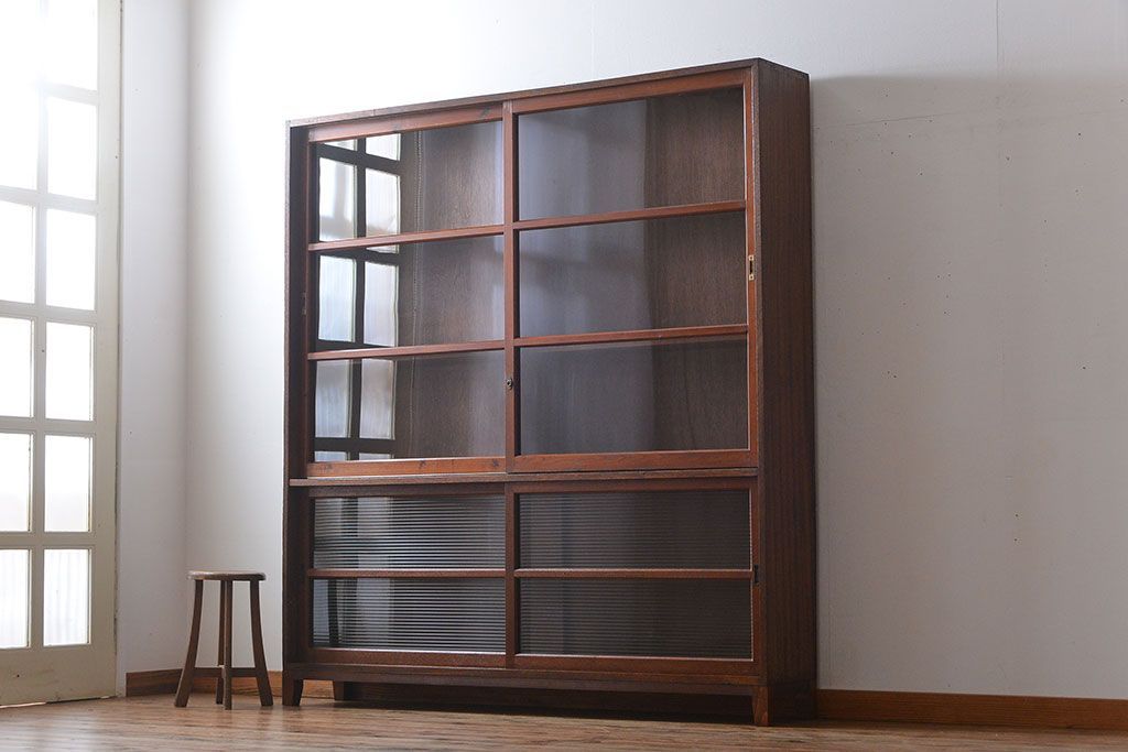 レトロ家具　昭和レトロ　古い学校の大きな収納棚(4)