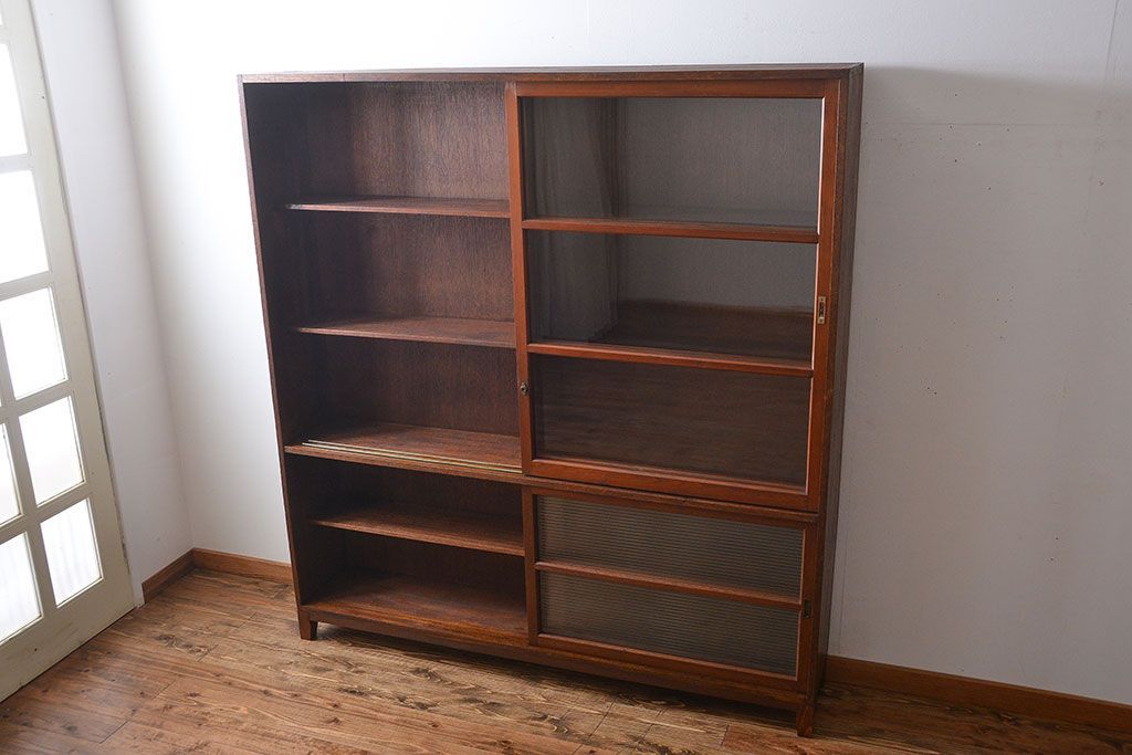 レトロ家具　昭和レトロ　古い学校の大きな収納棚(4)