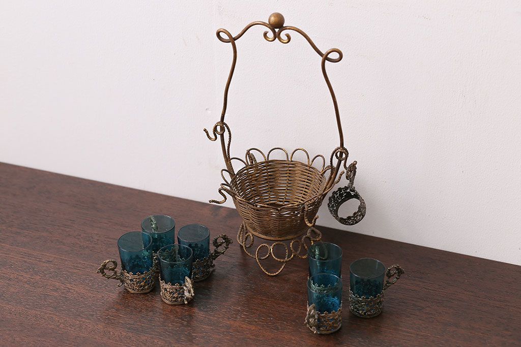 アンティーク雑貨　フランスアンティーク　リキュールグラスセット