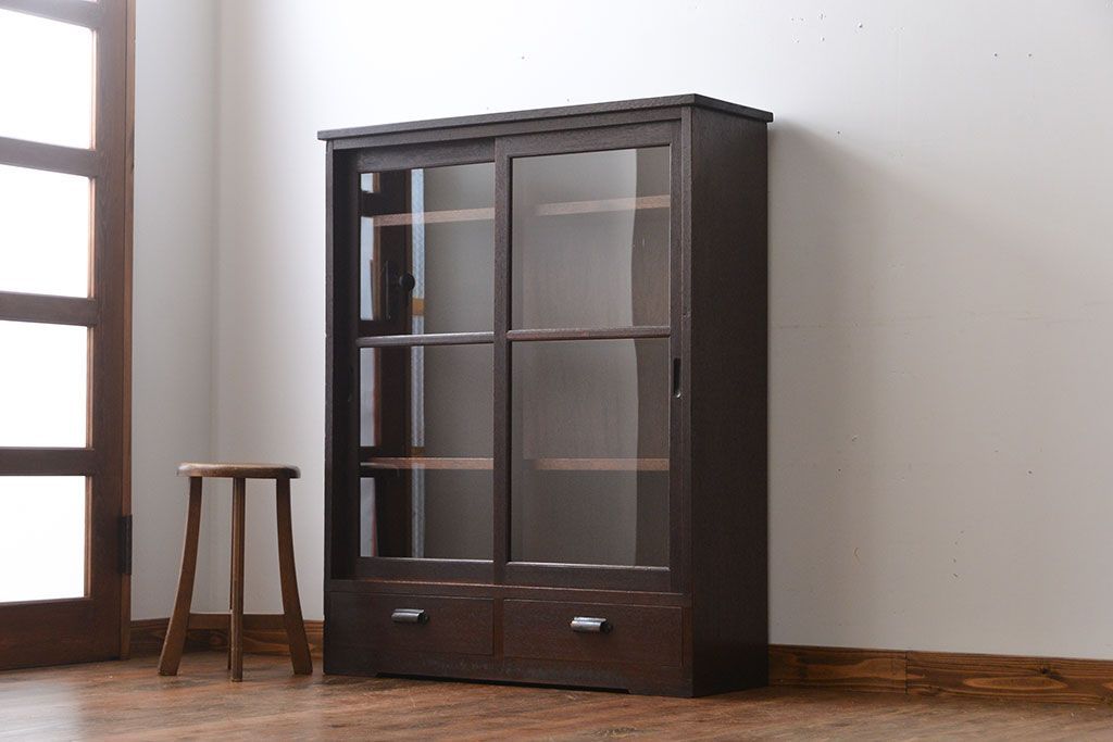 レトロ家具　昭和レトロ　引き出し2杯付き収納棚