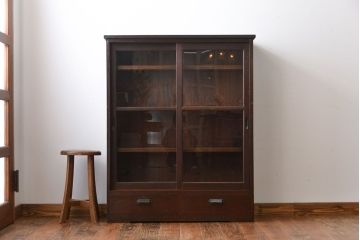 レトロ家具　昭和レトロ　引き出し2杯付き収納棚