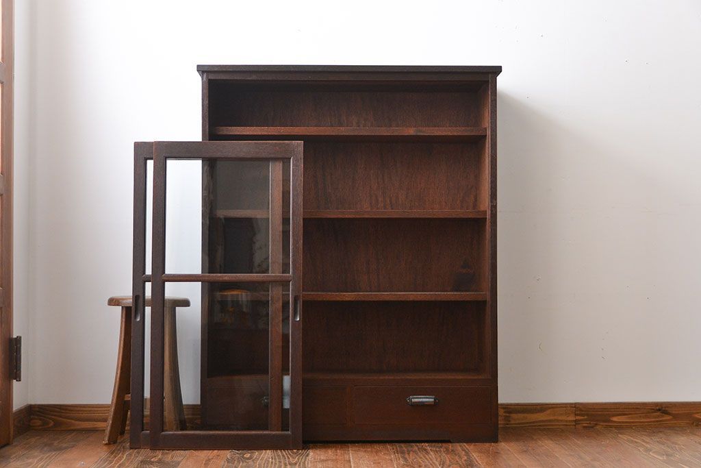 レトロ家具　昭和レトロ　引き出し2杯付き収納棚