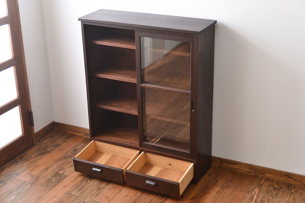 レトロ家具　昭和レトロ　引き出し2杯付き収納棚