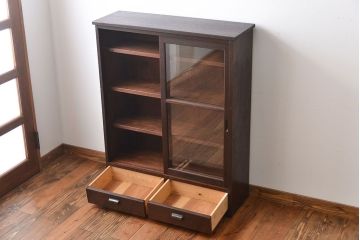 レトロ家具　昭和レトロ　引き出し2杯付き収納棚