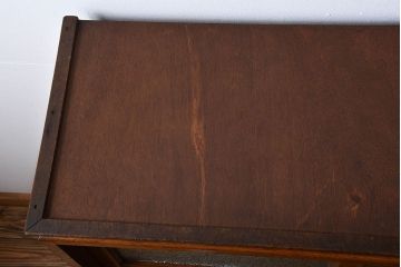 レトロ家具　昭和レトロ　ダイヤガラス入り脚付き収納棚