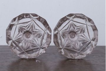 アンティーク雑貨　イギリスアンティーク　クリアガラスのキャンドルスタンドペア2つセット