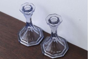 アンティーク雑貨　イギリスアンティーク　クリアガラスのキャンドルスタンドペアセット