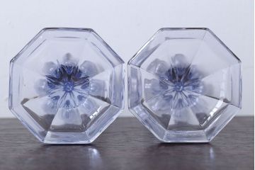 アンティーク雑貨　イギリスアンティーク　クリアガラスのキャンドルスタンドペアセット
