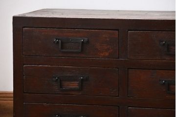 アンティーク家具　古民具・骨董　角手の12杯引き出し