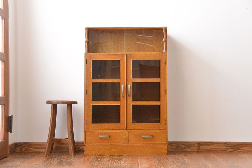 レトロ家具　昭和レトロ　ナラ材の本箱