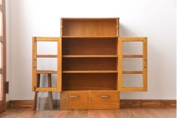 レトロ家具　昭和レトロ　ナラ材の本箱