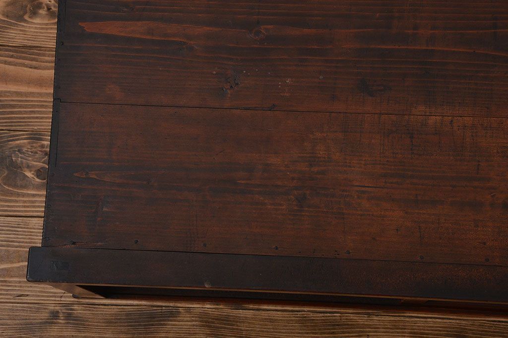 レトロ家具　昭和レトロ　モールガラス入り小さなローボード