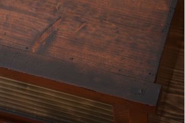 レトロ家具　昭和レトロ　モールガラス入り小さなローボード