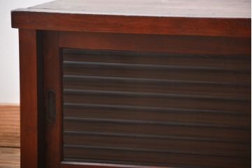 レトロ家具　昭和レトロ　モールガラス入り小さなローボード