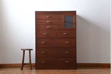 レトロ家具　昭和レトロ　収納棚付きチェスト