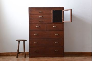 レトロ家具　昭和レトロ　収納棚付きチェスト