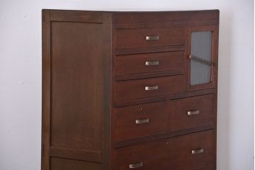 レトロ家具　昭和レトロ　収納棚付きチェスト