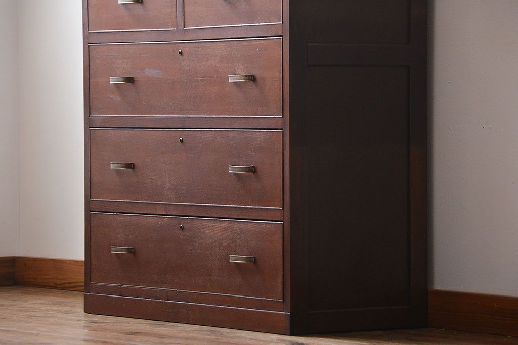 レトロ家具　昭和レトロ　収納棚付きチェスト