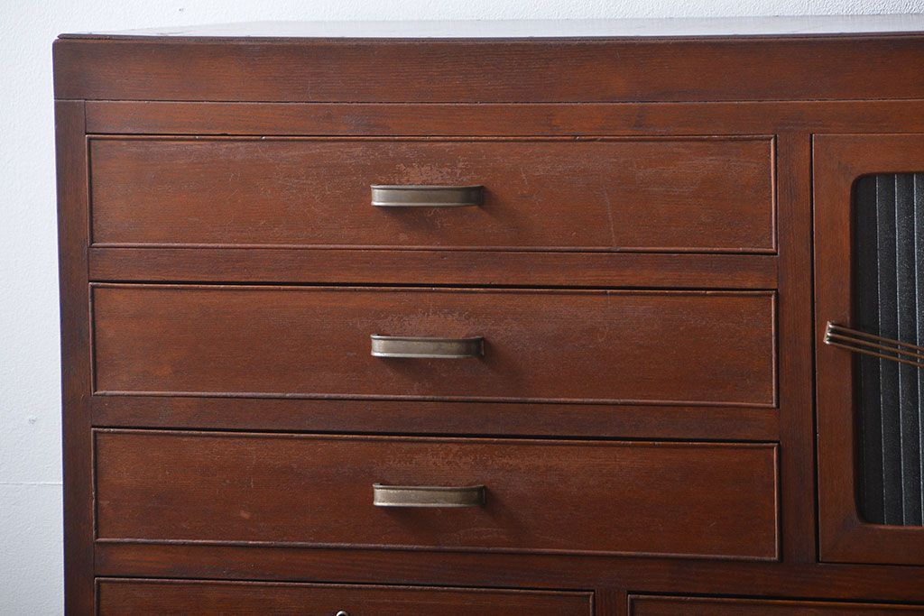 レトロ家具　昭和レトロ　収納棚付きチェスト