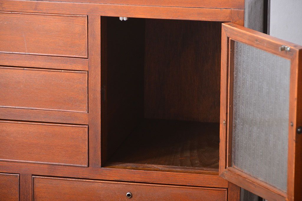 レトロ家具　昭和レトロ　収納棚付きチェスト