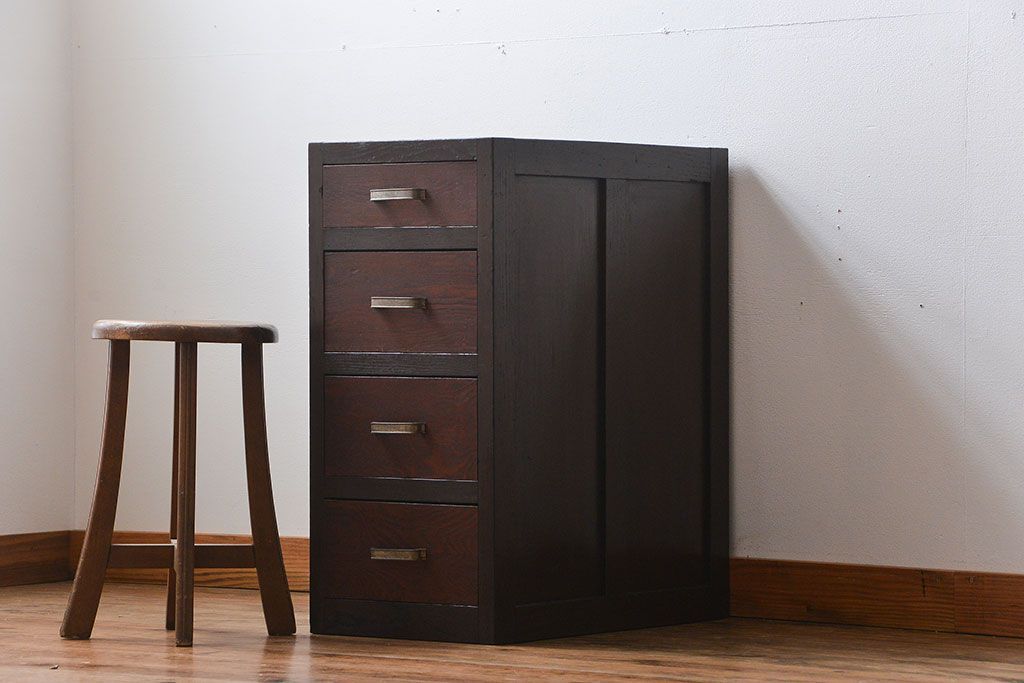 レトロ家具　昭和レトロ　シンプルで使いやすい4杯引き出し(2)