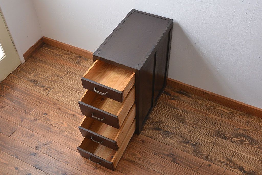 レトロ家具　昭和レトロ　シンプルで使いやすい4杯引き出し(2)
