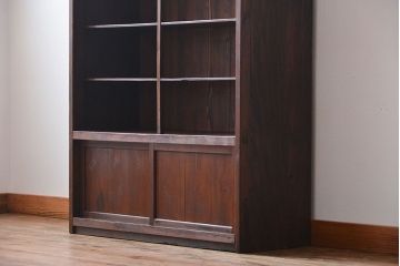 アンティーク家具　アンティーク　引き戸付き薄型収納棚(キャビネット)