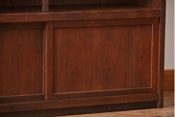 アンティーク家具　アンティーク　引き戸付き薄型収納棚(キャビネット)