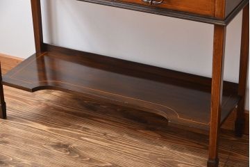 アンティーク家具　イギリスアンティーク　内部の背面が鏡のお洒落なキャビネット