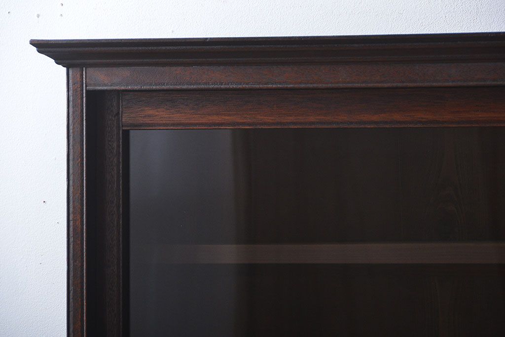 アンティーク家具　大正ロマン　引き出し付き!大きなガラス引き戸収納棚