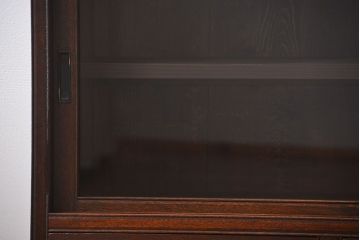 アンティーク家具　大正ロマン　引き出し付き!大きなガラス引き戸収納棚