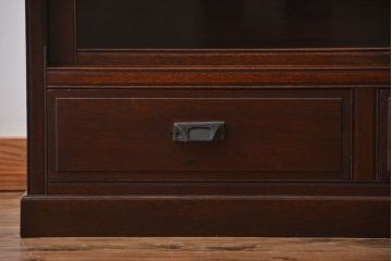 アンティーク家具　大正ロマン　引き出し付き!大きなガラス引き戸収納棚